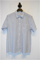 Blue Stripe Armani Collezioni Short-Sleeved Shirt, size L