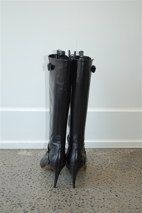 Black Leather Dior Boots, size 8
