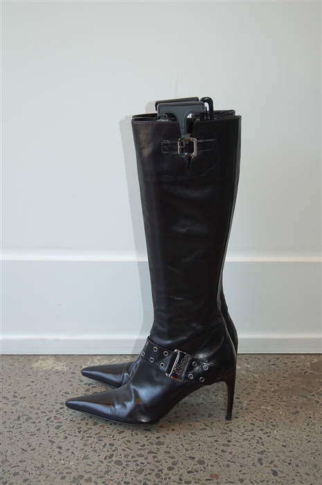 Black Leather Dior Boots, size 8