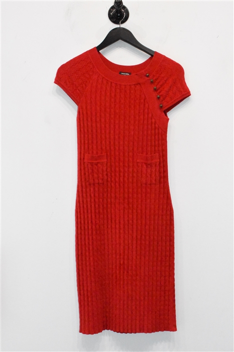 Deep Red Chanel Sheath Dress, size 8