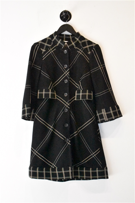 Black Check Diane von Furstenberg Coat, size 10