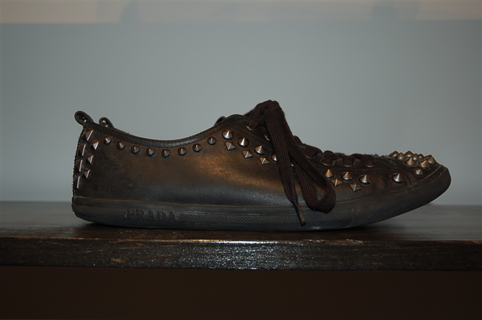 Black Leather Prada Sneaker, size 9