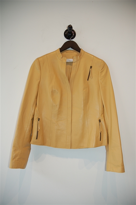 Warm Beige Akris - Punto Leather Jacket, size 8