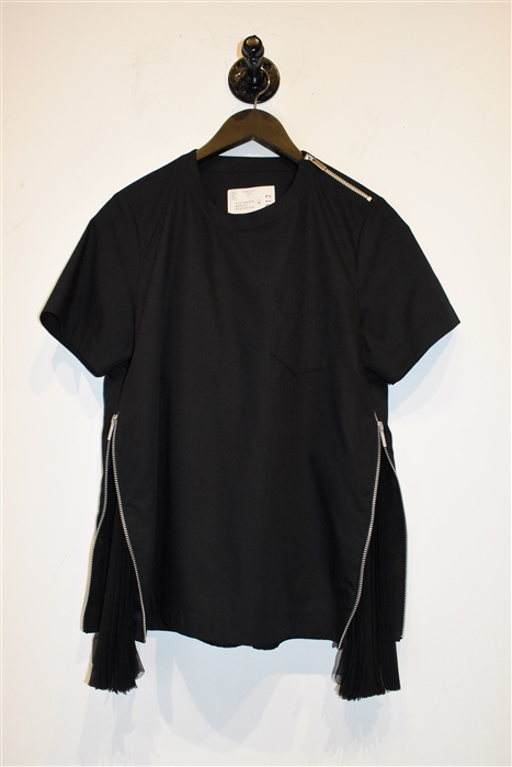 Basic Black Sacai Short-Sleeved Top, size M