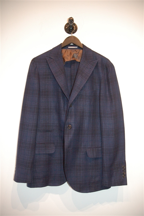 Blue Check Brunello Cucinelli Sport Coat, size 38