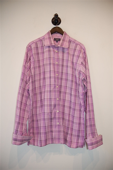 Pink Check Duchamp Button Shirt, size XL