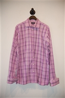 Pink Check Duchamp Button Shirt, size XL