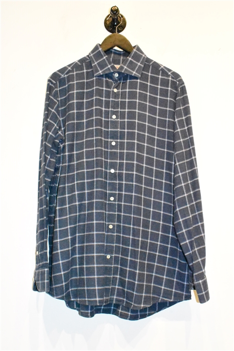 Navy Check Luciano Barbera Button Shirt, size L