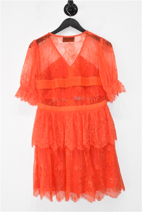 Fiery Orange Self Portrait Mini Dress, size 4