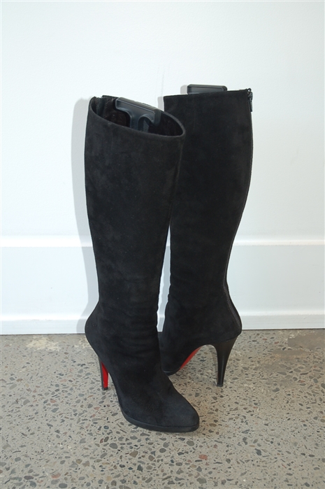 Black Suede Christian Louboutin Boots, size 7.5