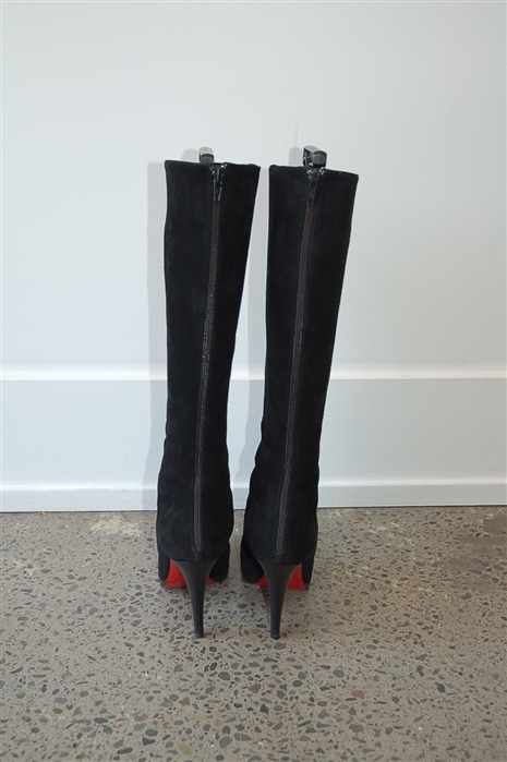 Black Suede Christian Louboutin Boots, size 7.5