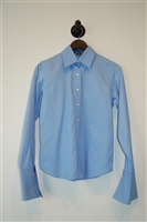 Sky Blue Pink Tartan Button Shirt, size 6