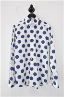 Polka Dot Eton Button Shirt, size M
