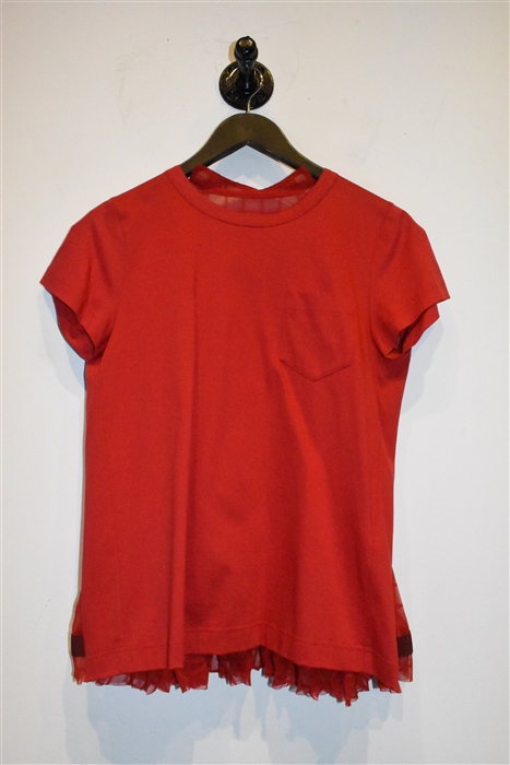 Bright Red Sacai Short-Sleeved Top, size M