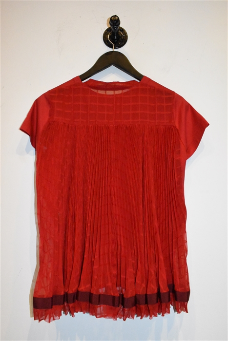 Bright Red Sacai Short-Sleeved Top, size M