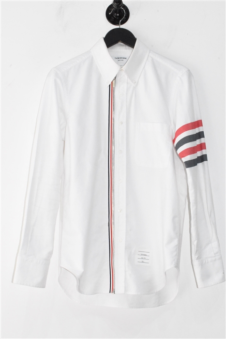 Soft White Thom Browne Zippered Shirt, size S