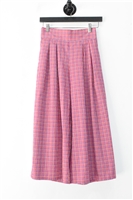 Pink Check Misa Wide-Leg Trousers, size XS