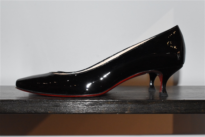 Black Patent Christian Louboutin Kitten Heels, size 9