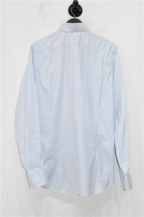Blue Stripe Emanuel Berg Button Shirt, size M
