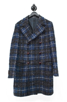 Blue Check Tagliatore Coat, size S
