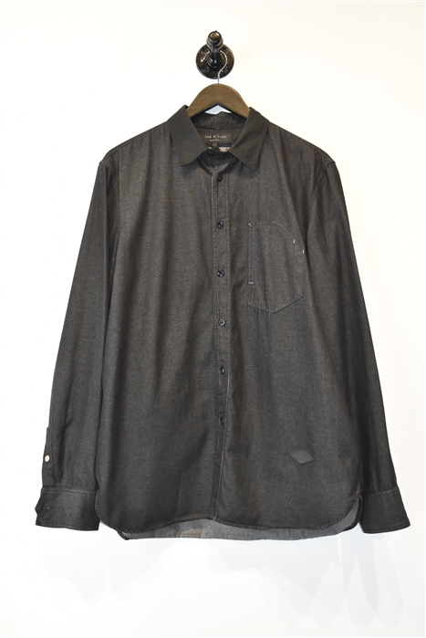 Basic Black Rag & Bone Button Shirt, size L