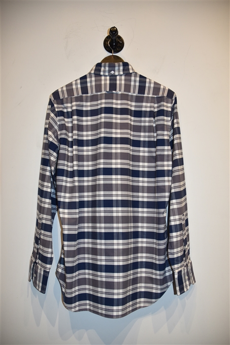 Navy Check Thom Browne Button Shirt, size L