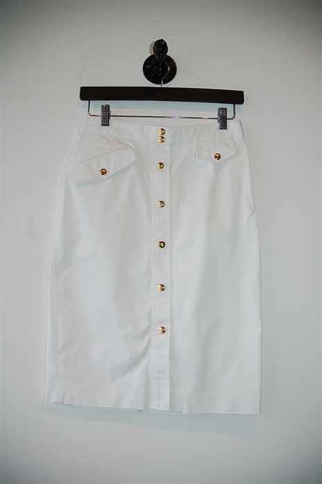 Bright White Pink Tartan Pencil Skirt, size 4