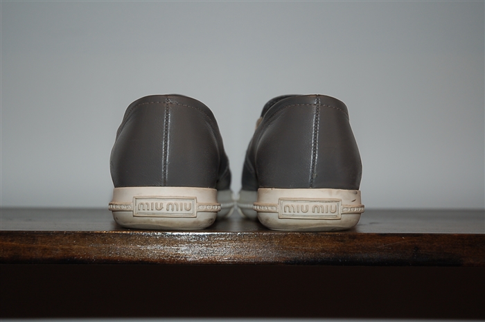 Elephant Miu Miu Slip-Ons, size 7