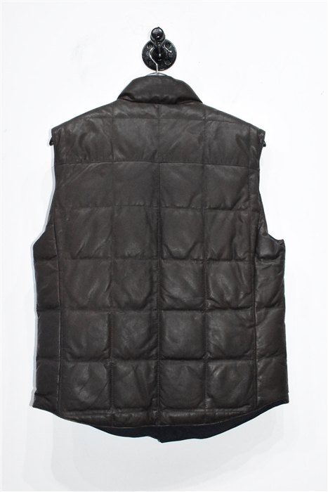 Dark Leather Brunello Cucinelli Gilet, size M