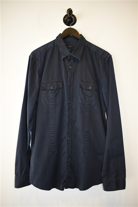 Navy Gucci Button Shirt, size L