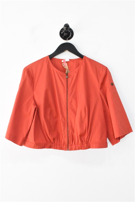 Burnt Orange Akris - Punto Cropped Jacket, size 12