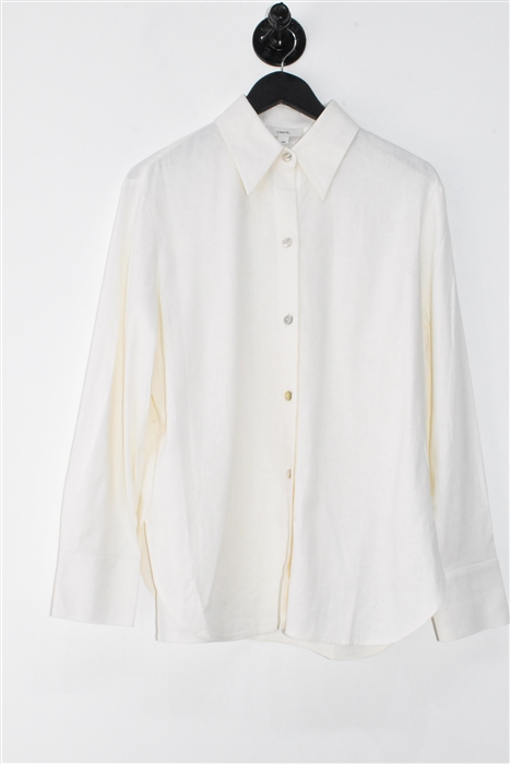 Cream Vince Button Shirt, size M