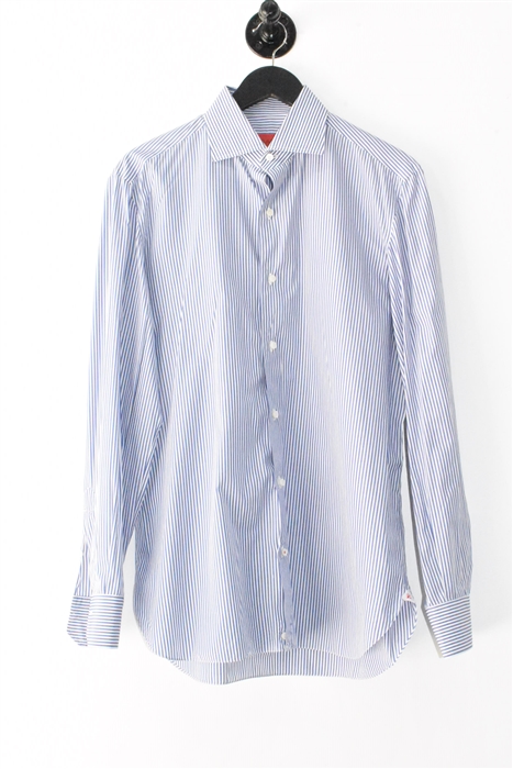 Blue Stripe Isaia Button Shirt, size M