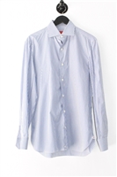 Blue Stripe Isaia Button Shirt, size M