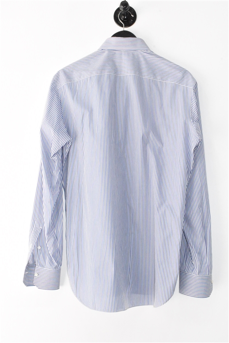 Blue Stripe Isaia Button Shirt, size M