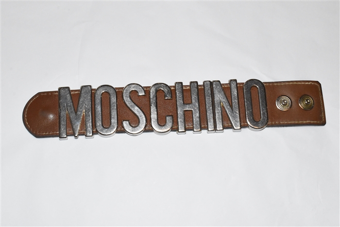 Brown Leather Moschino Bracelet, size O/S