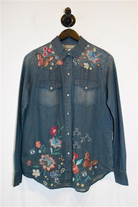 Faded Denim Johnny Was Western Shirt, size XS