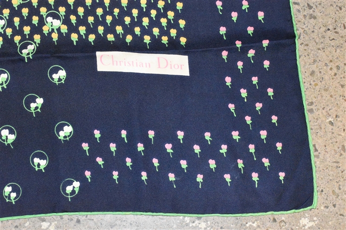 Navy Christian Dior - Vintage Silk Scarf, size O/S
