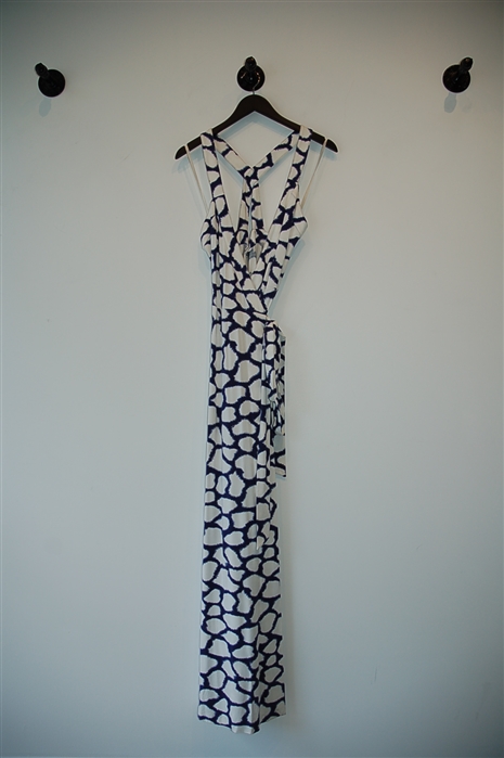 White & Blue Diane von Furstenberg Wrap Dress, size 8