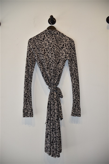 Black & Off-White Diane von Furstenberg Wrap Dress, size 6