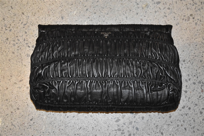 Black Leather Prada Clutch, size L