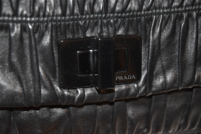 Black Leather Prada Clutch, size L