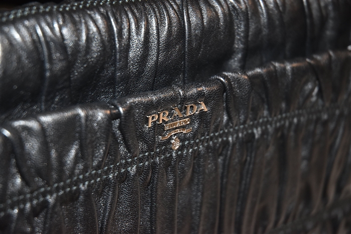 Black Leather Prada Clutch, size L
