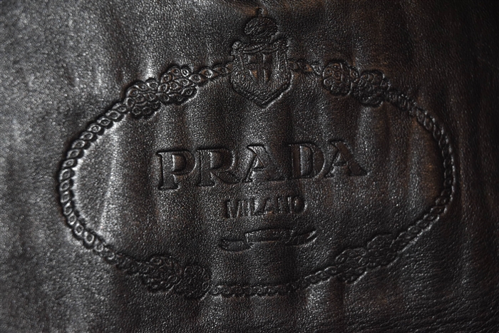 Black Leather Prada Clutch, size L