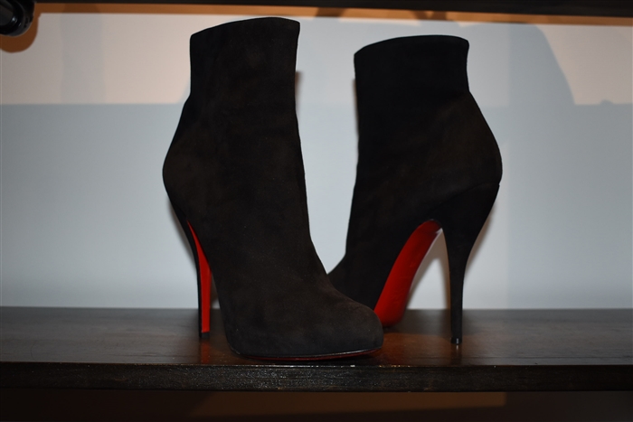 Black Suede Christian Louboutin Ankle Boots, size 11