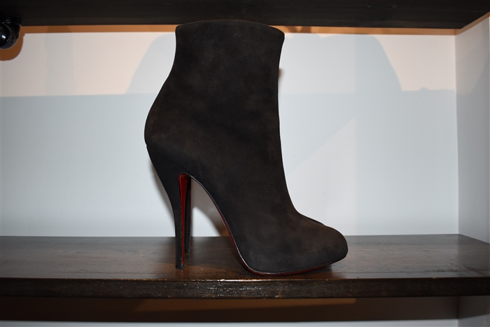 Black Suede Christian Louboutin Ankle Boots, size 11