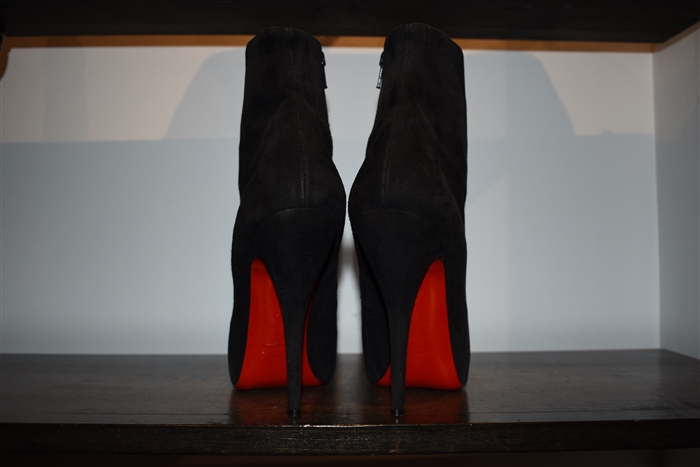 Black Suede Christian Louboutin Ankle Boots, size 11