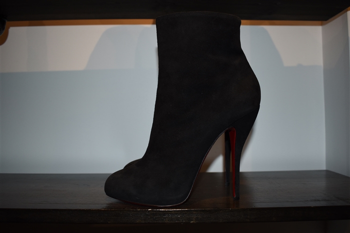 Black Suede Christian Louboutin Ankle Boots, size 11