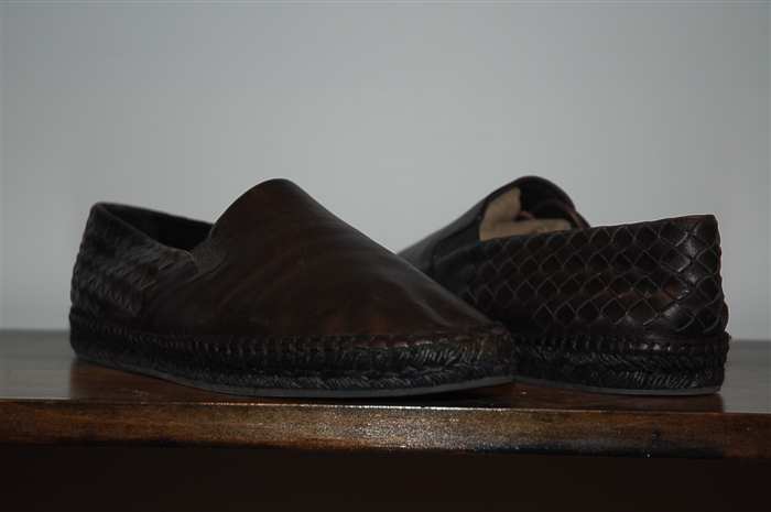 Black Leather Bottega Veneta Espadrilles, size 10