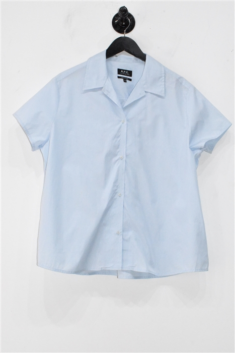 Blue Stripe A.P.C. Short-Sleeved Shirt, size 10